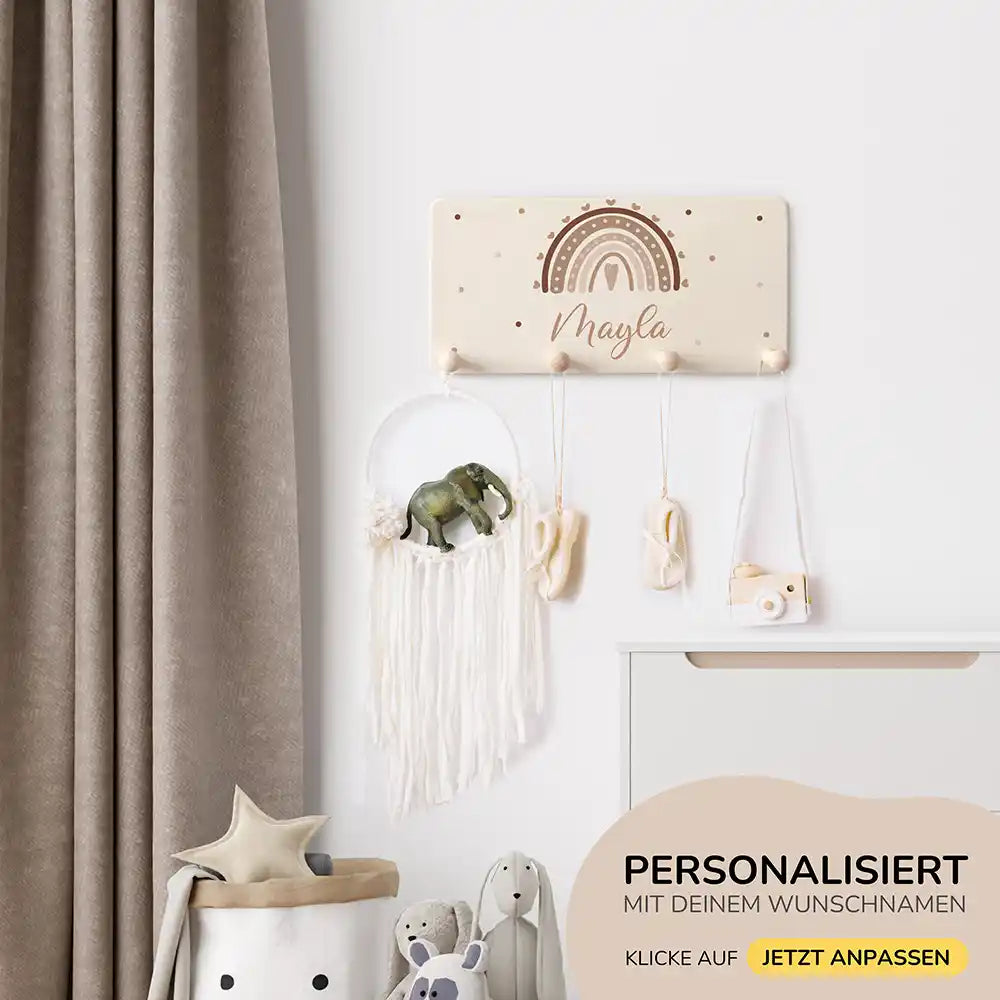 regenbogen-bundle mit gravierter garderobe und regenbogen