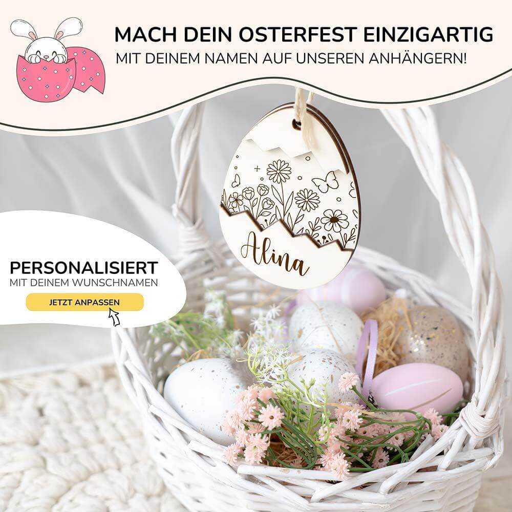wooden Easter ornament with personalized design