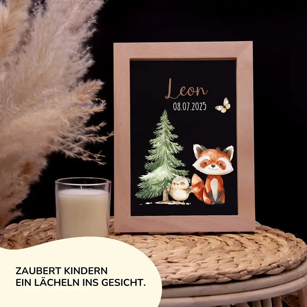 Personalisiertes LED Nachtlicht Bilderrahmen mit Namen - Fuchs