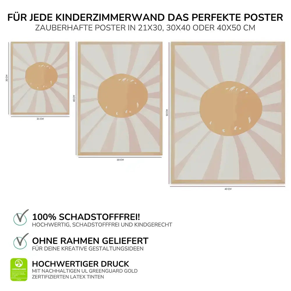 Poster 3er-Set - Sonne, Ballerina & Dream Big fĂŒrs Kinderzimmer