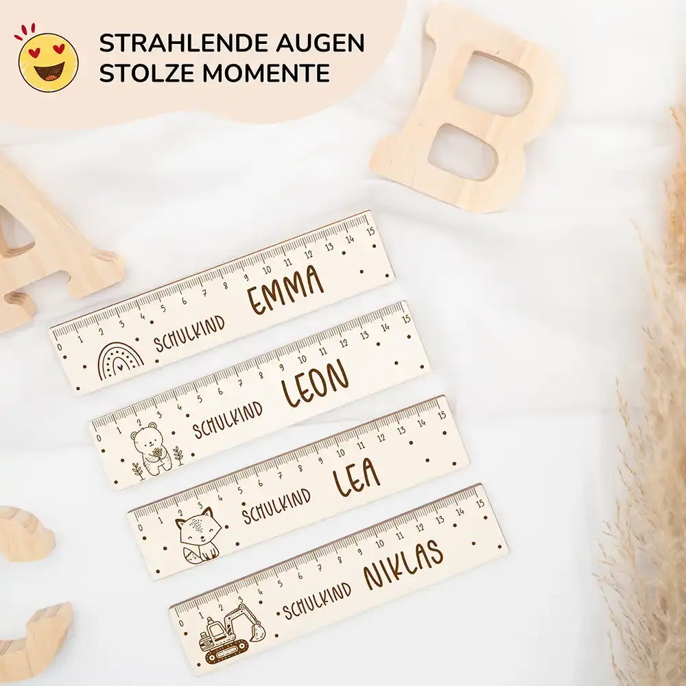 holzlineal mit graviertem bÀr und individuellem namen