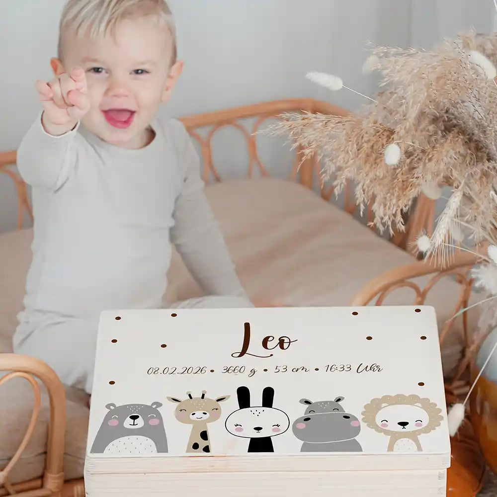 Erinnerungsbox Baby - Zauberhafte Tierfamilie