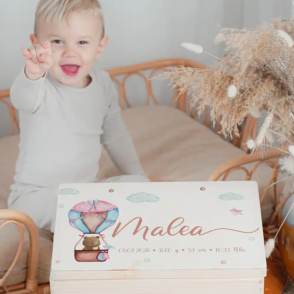 Erinnerungsbox Baby - Ballon Boho Bär