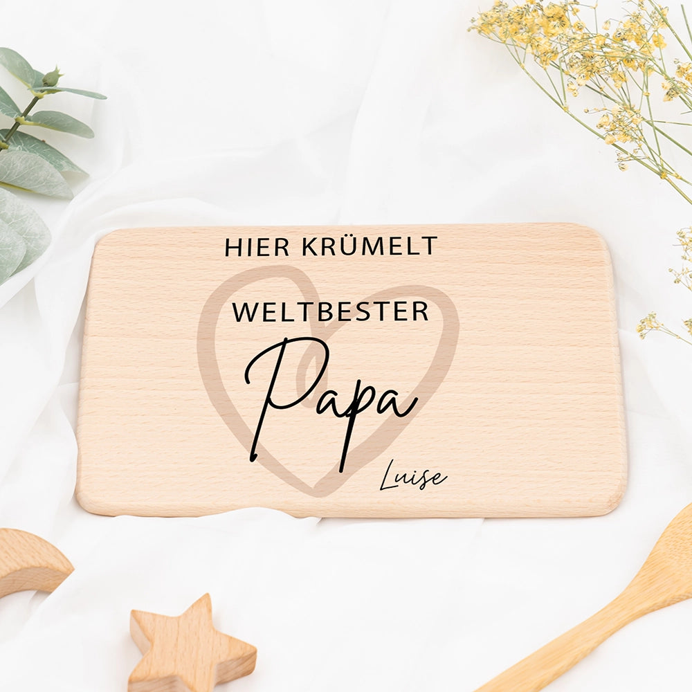 FrĂĽhstĂĽcksbrettchen Holz Weltbester Papa mit Gravur - Geschenk Vatertag