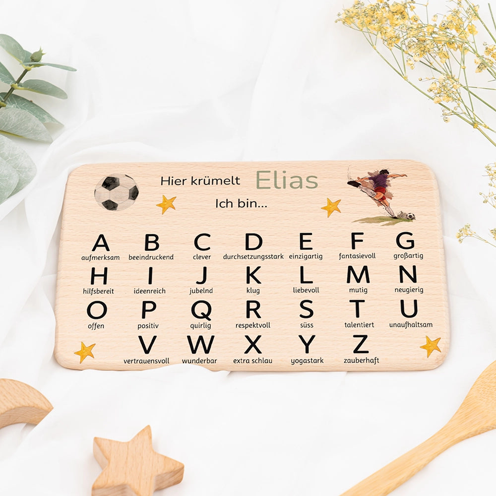 ABC Brettchen Kinder personalisiert – Fußball Adler