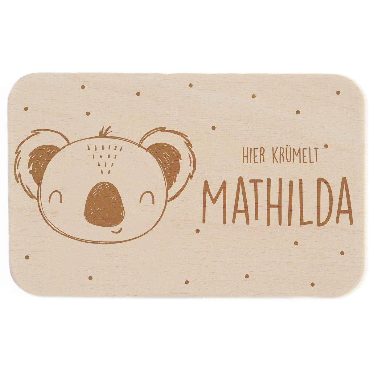 engraved wooden board with custom name for breakfast