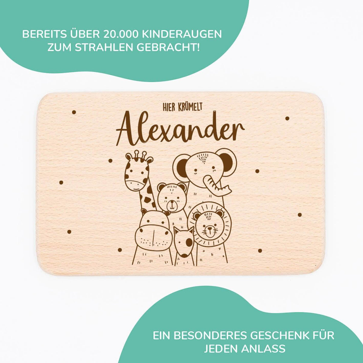breakfast board with tierfreunde design and personalized name