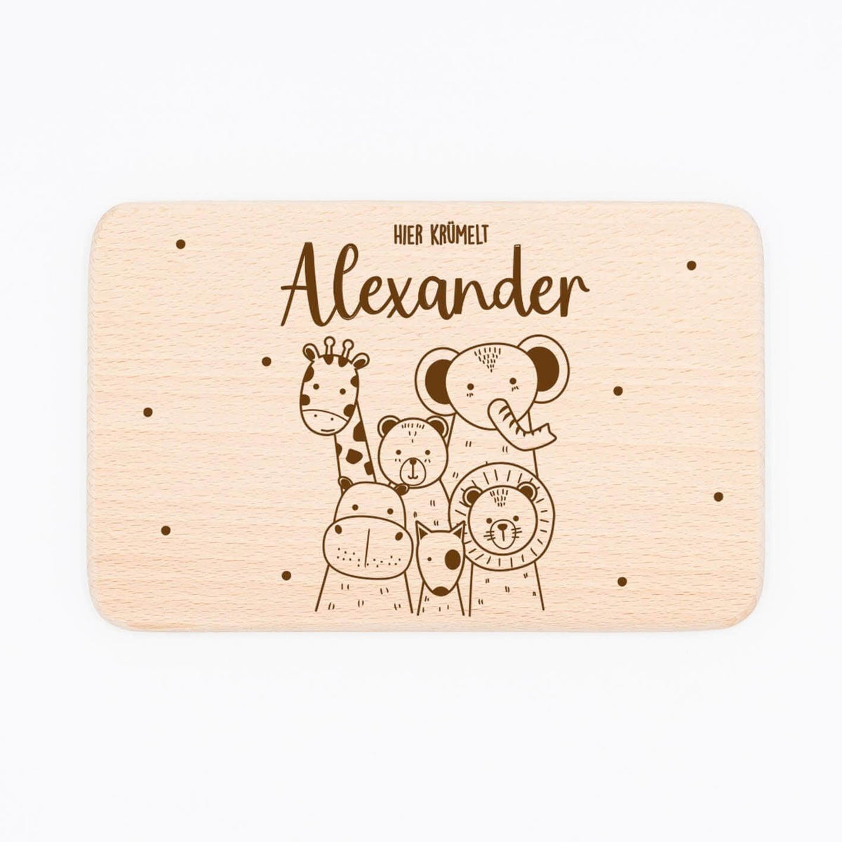 handcrafted breakfast board with tierfreunde engraving
