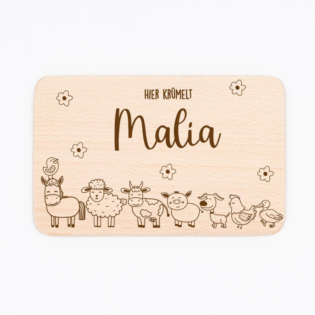 handcrafted breakfast board with bauernhof engraving