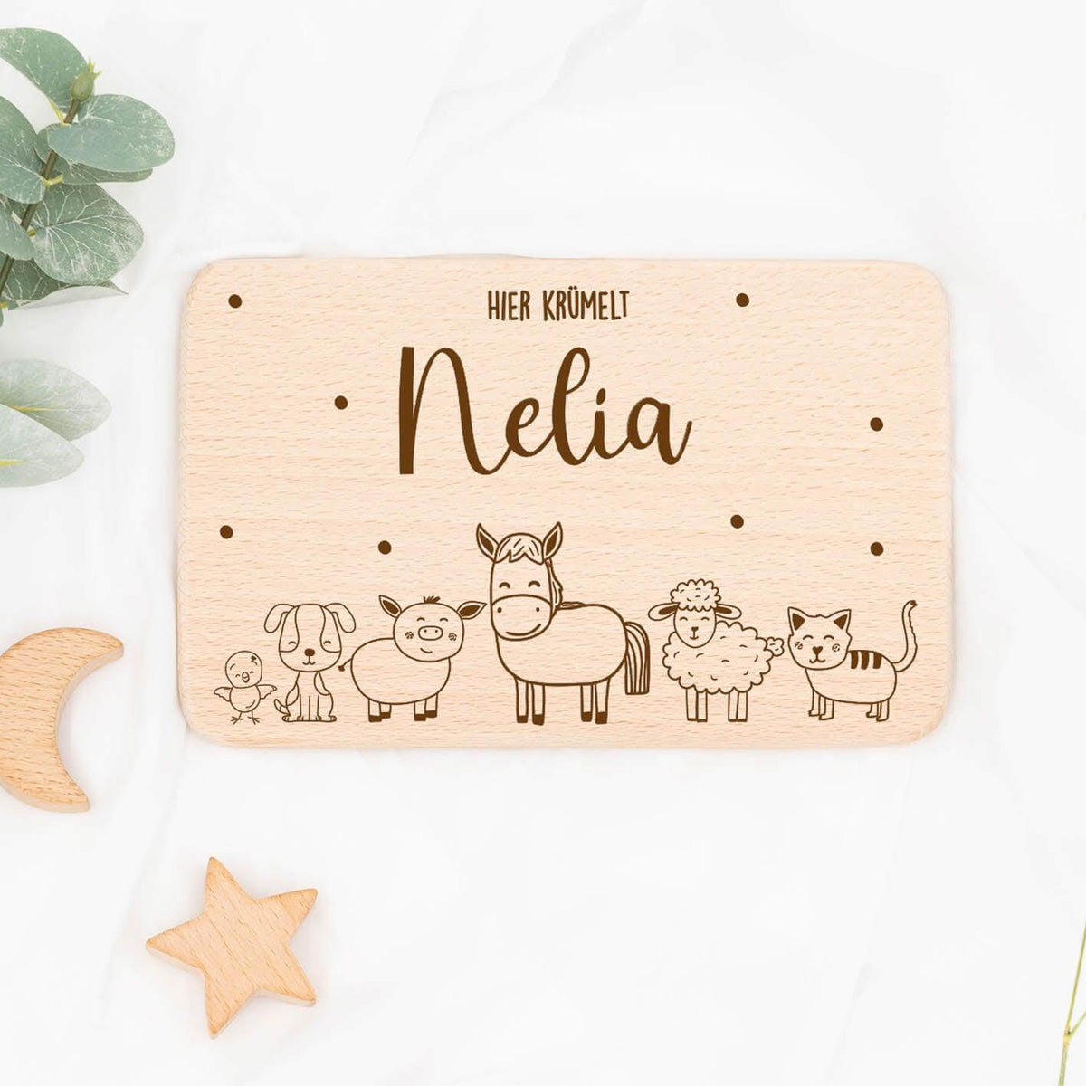 personalized breakfast board with farm design