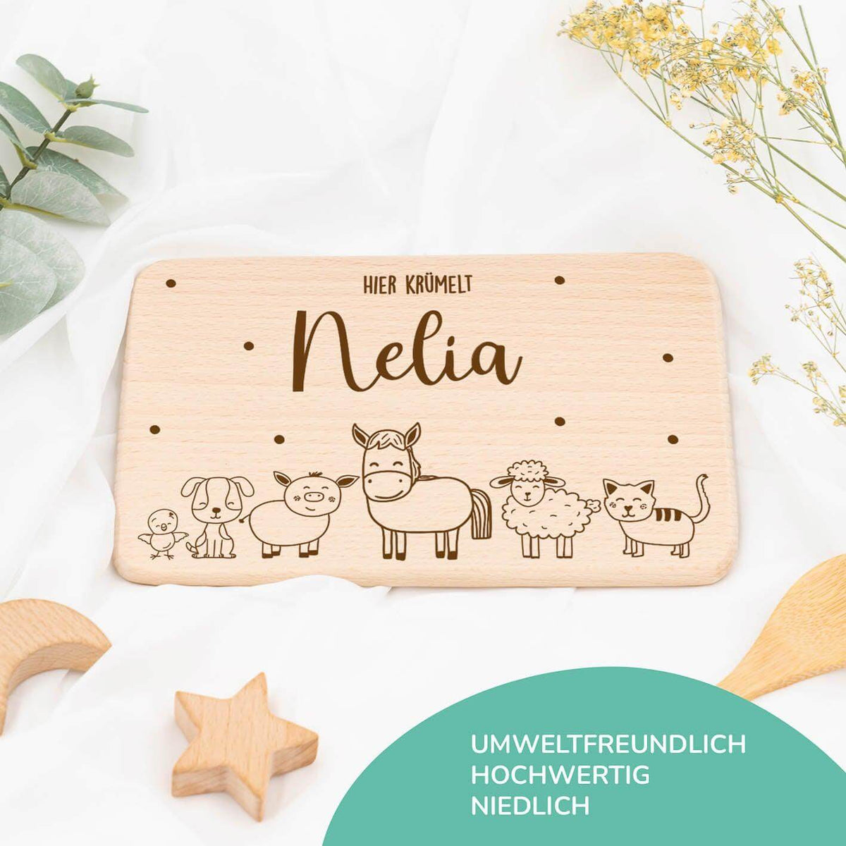 breakfast board with bauernhof design and personalized name