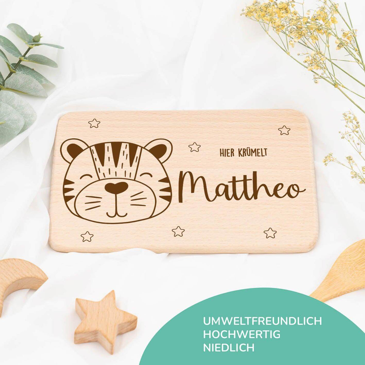 high-quality personalized tiger breakfast board