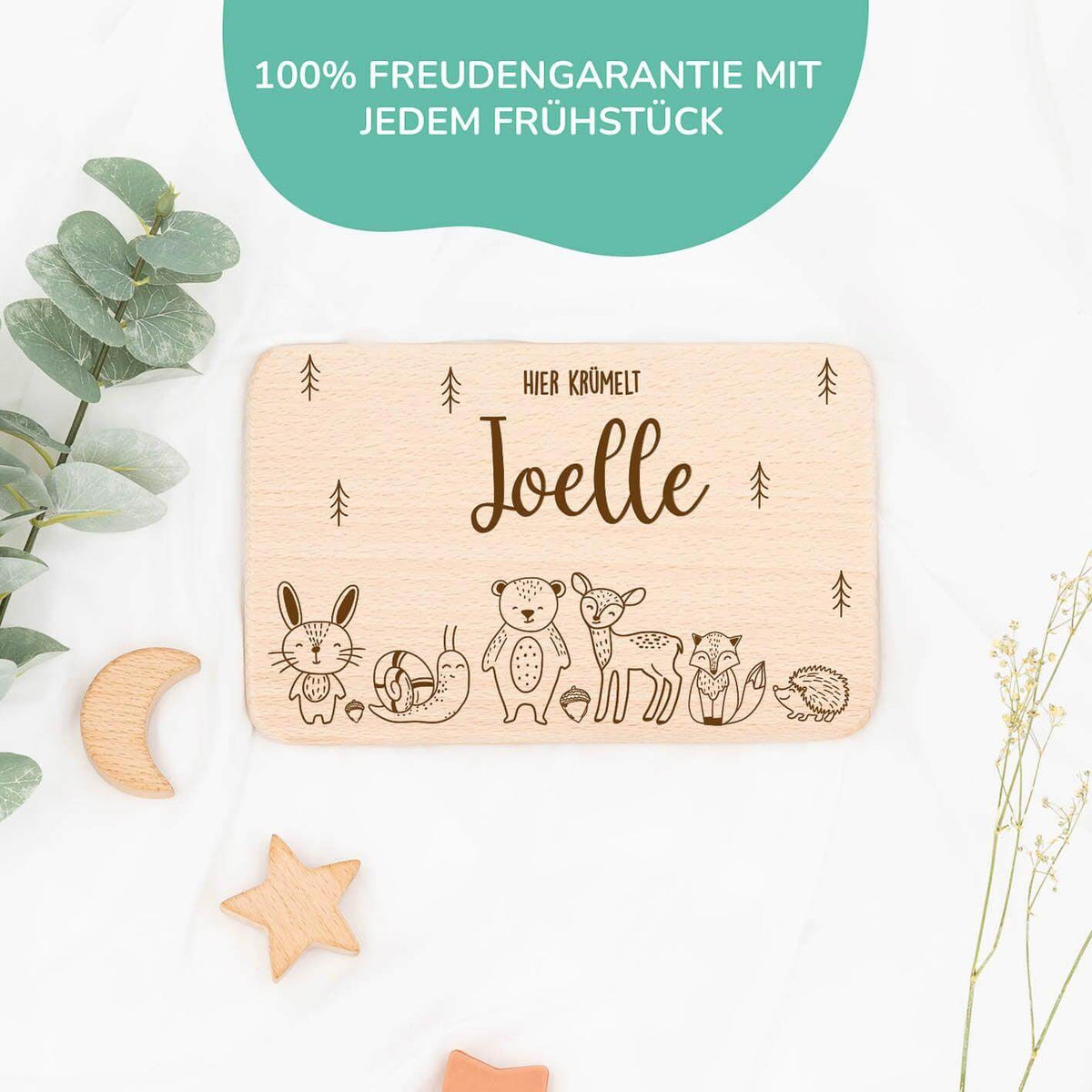 high-quality personalized forest animals breakfast board