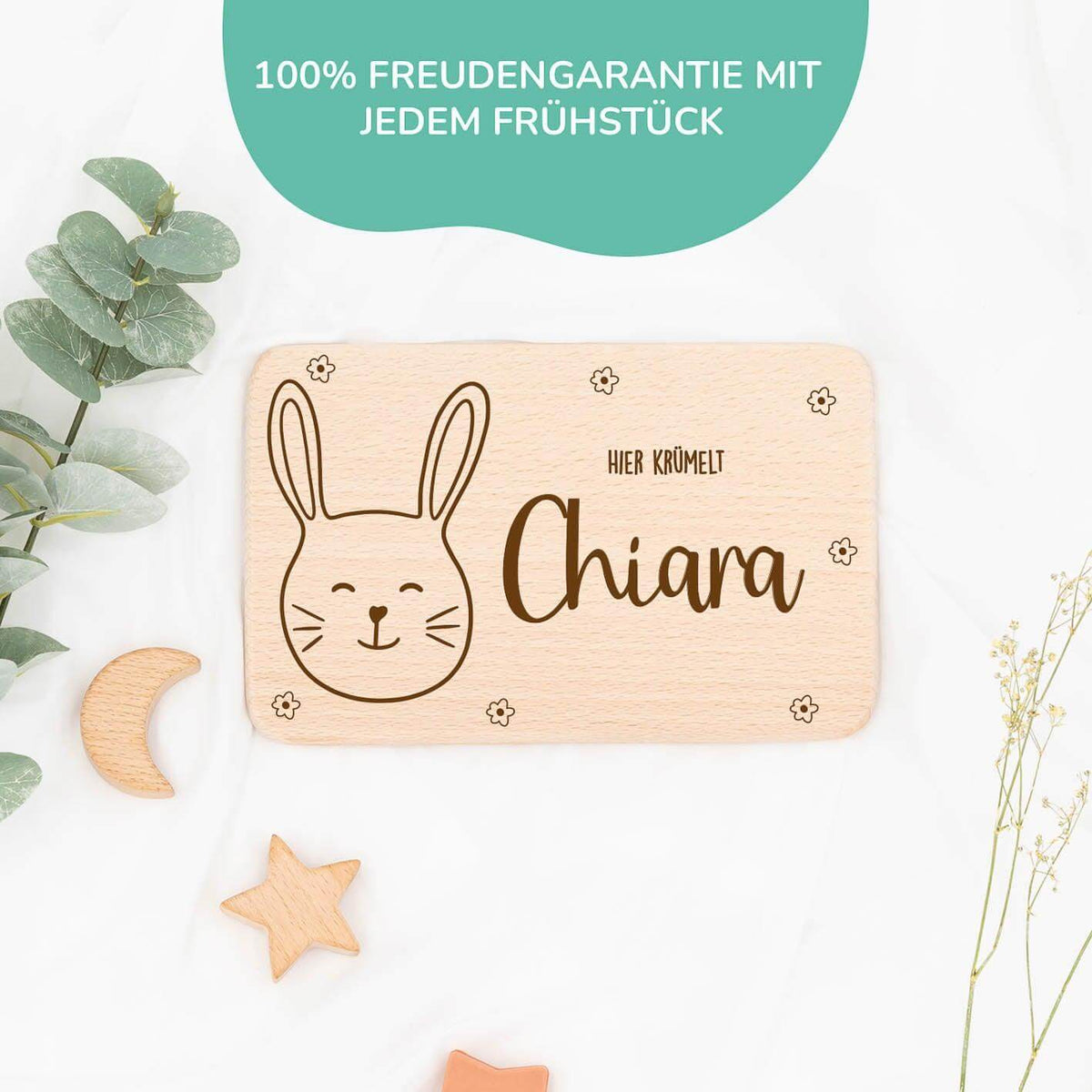 custom breakfast board with rabbit design