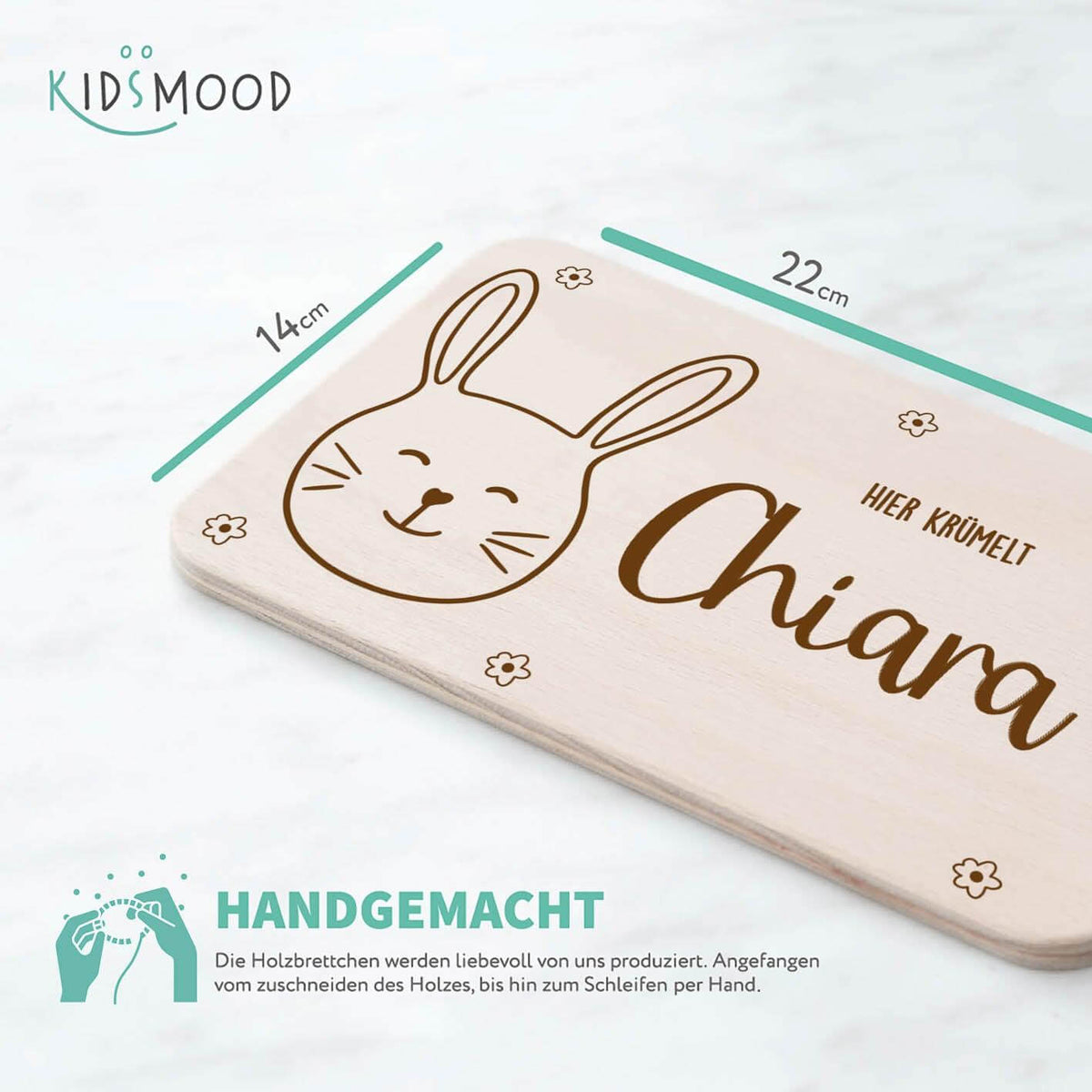 handcrafted breakfast board with hase engraving