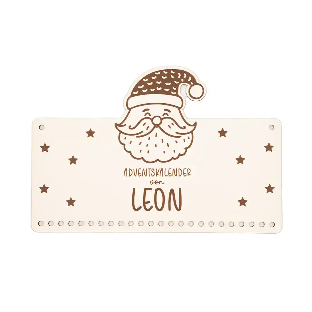 Personalisierbarer Adventskalender "Weihnachtsmann" - Holz & Jute für Kinder