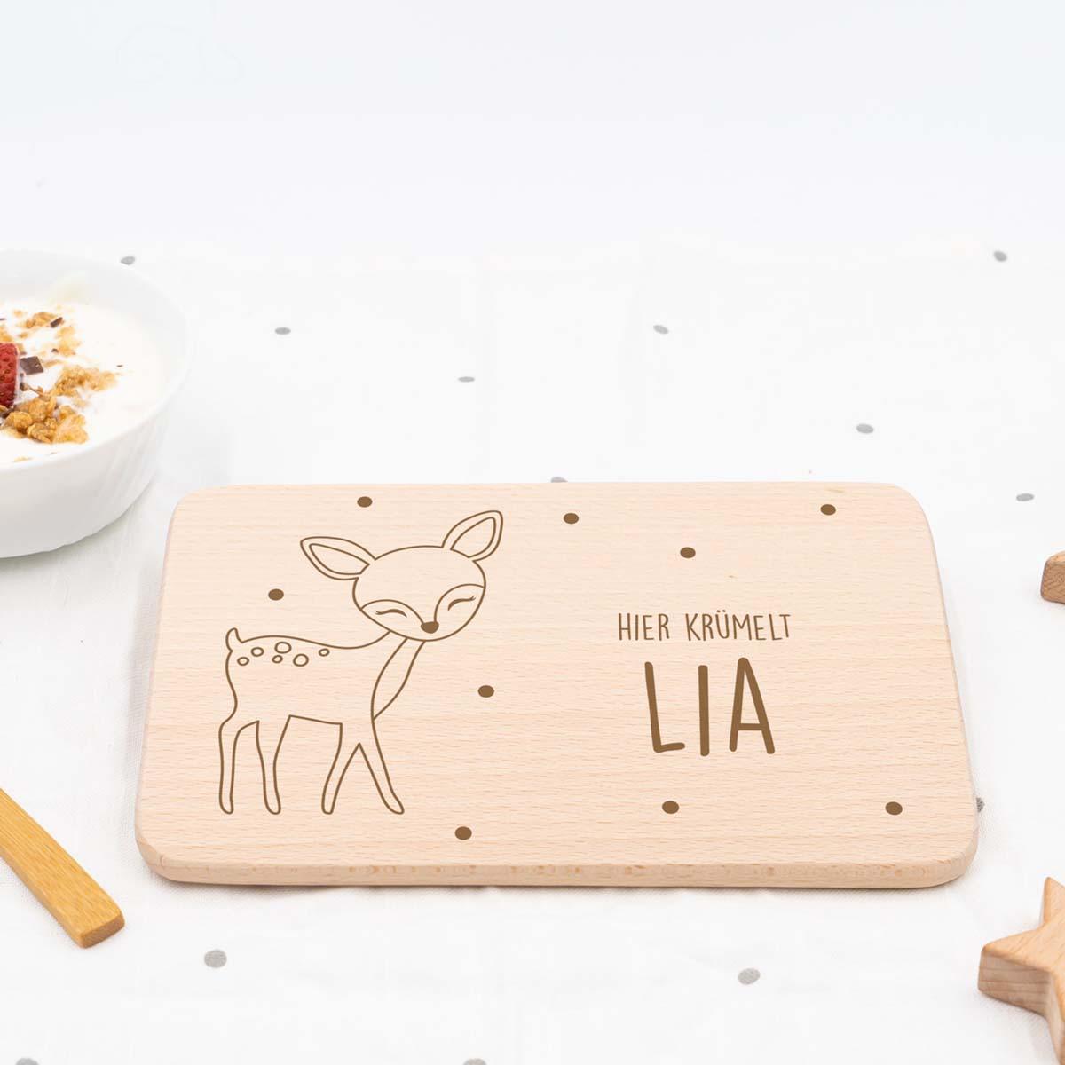 personalized deer breakfast board with custom name