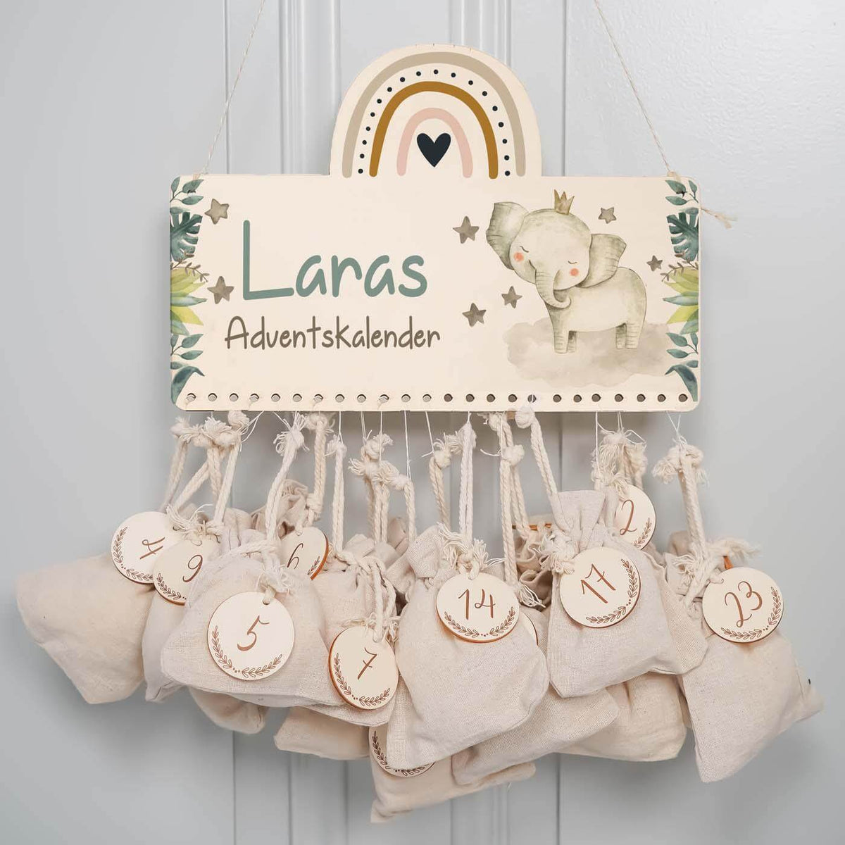 custom advent calendar with elephant design