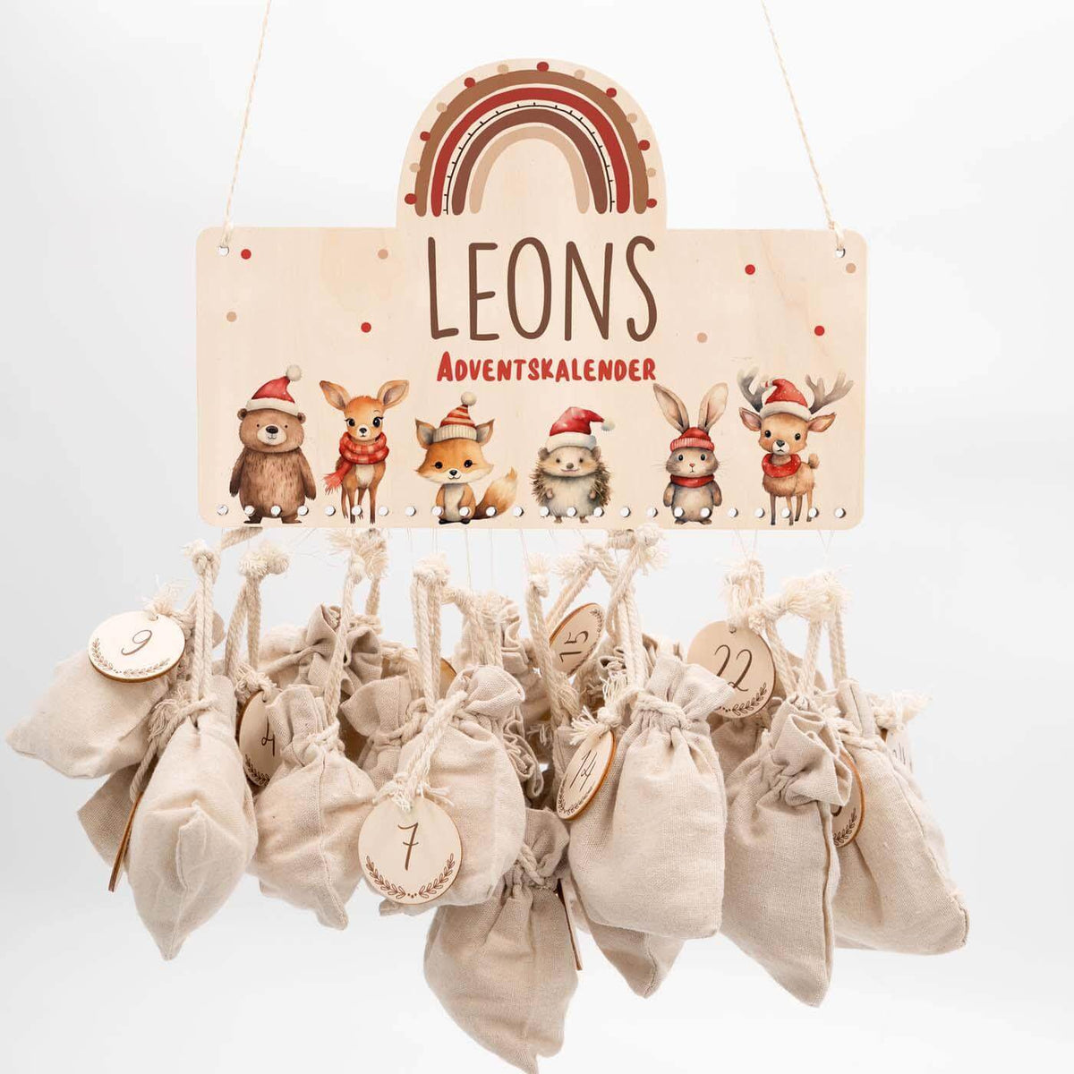 personalisierter adventskalender mit tierfamilie design