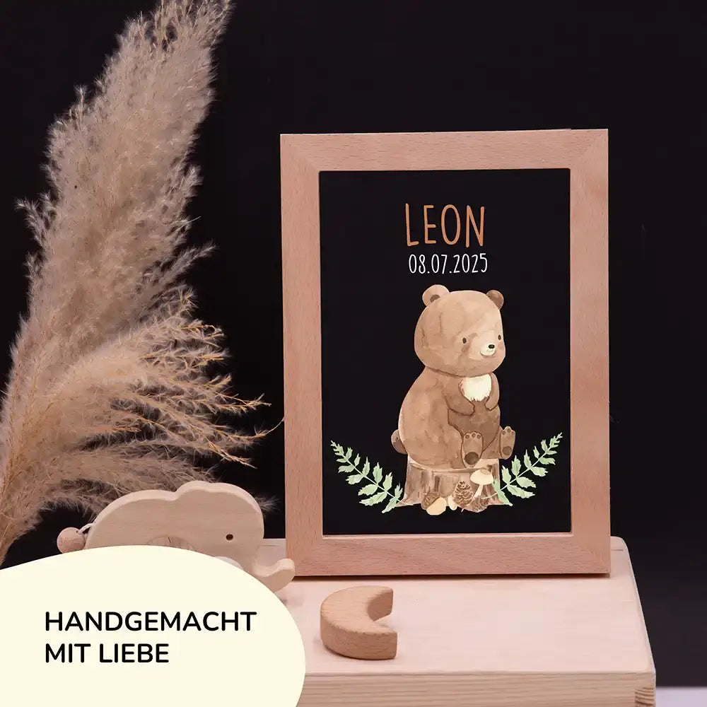Personalisiertes LED Nachtlicht Bilderrahmen mit Namen - Bär