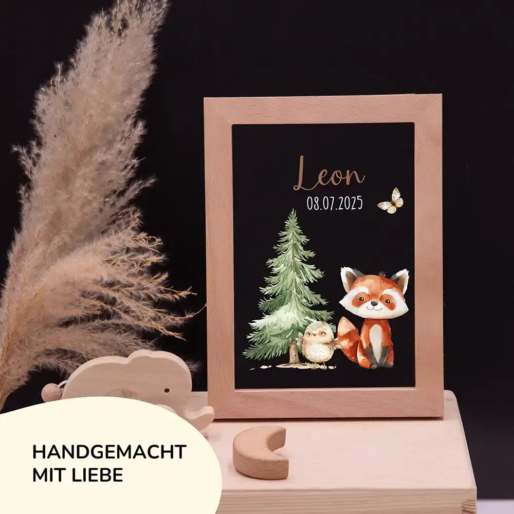 Personalisiertes LED Nachtlicht Bilderrahmen mit Namen - Fuchs