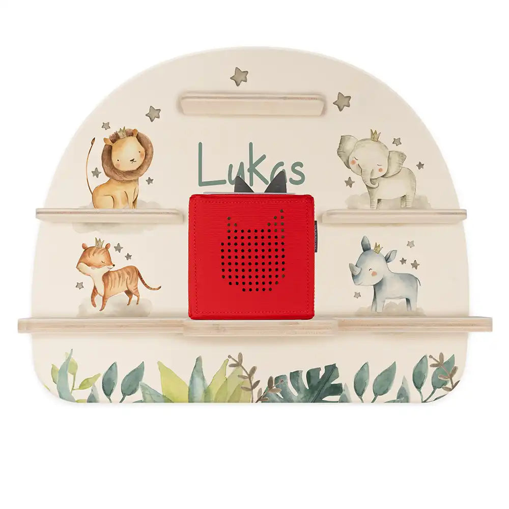 Tonie Regal aus Holz, Toniebox Regal Jungle Tierfamilie
