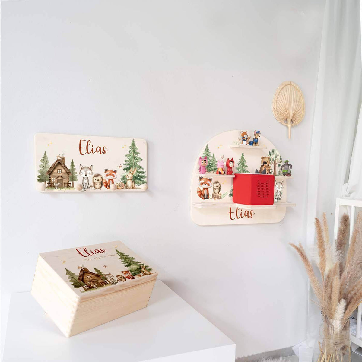 personalisiertes waldtier-bundle mit handgefertigtem tonieboxregal