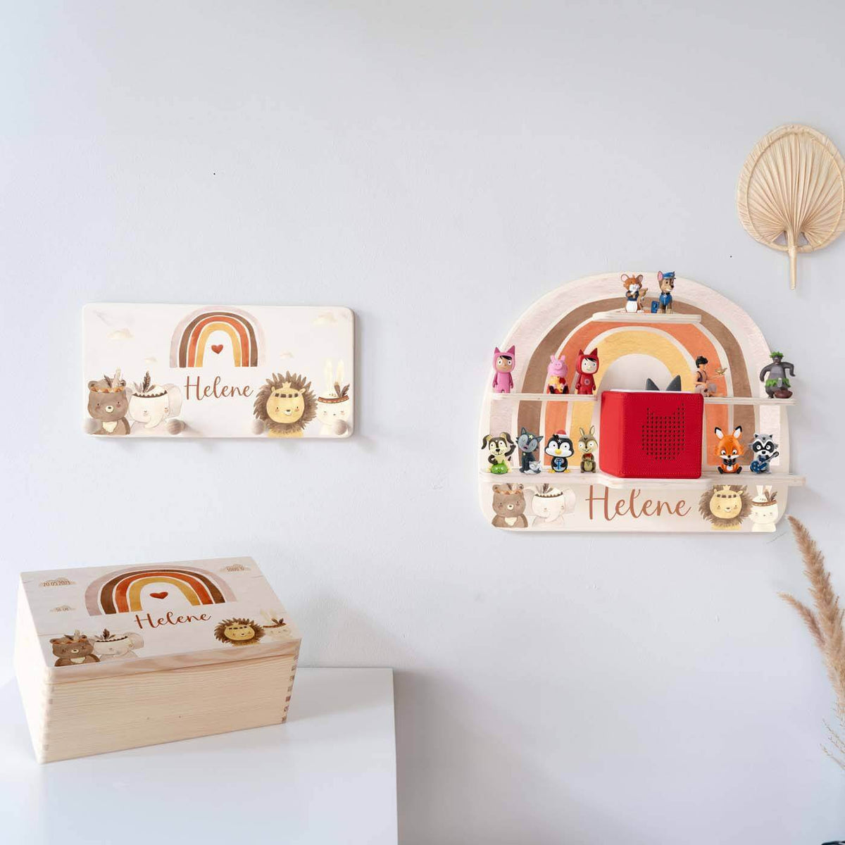nahaufnahme der boho-bundle erinnerungskiste aus holz