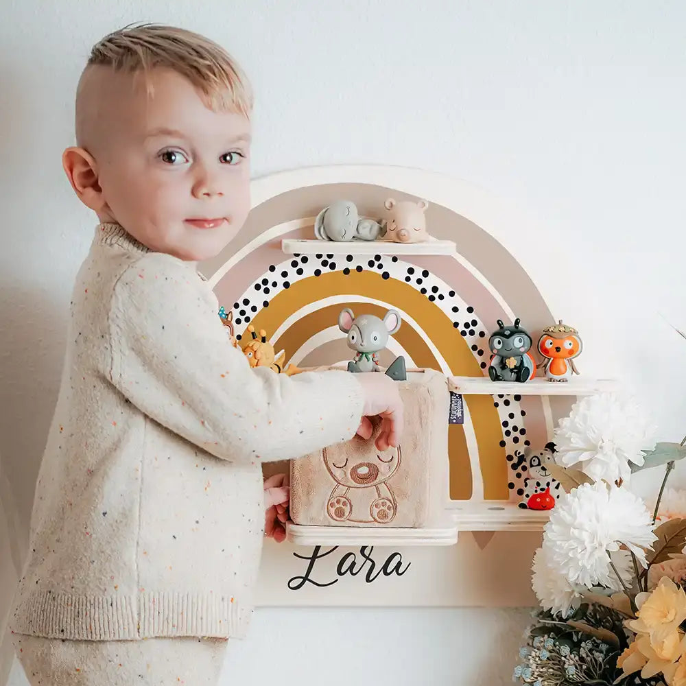 Tonie Regal aus Holz, Toniebox Regal personalisiert Regenbogen 4