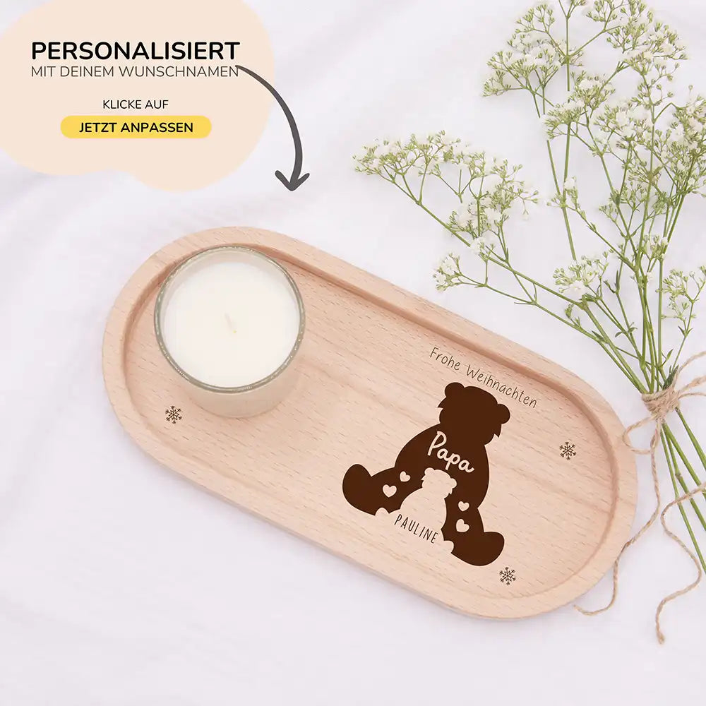 Holz-Serviertablett Papa-Weihnachtsgeschenk - Papa BĂ€r