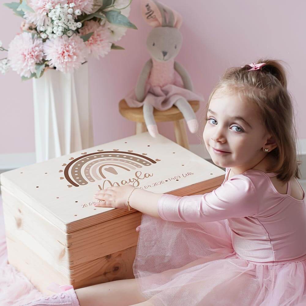 Erinnerungsbox Baby - Regenbogen Herz
