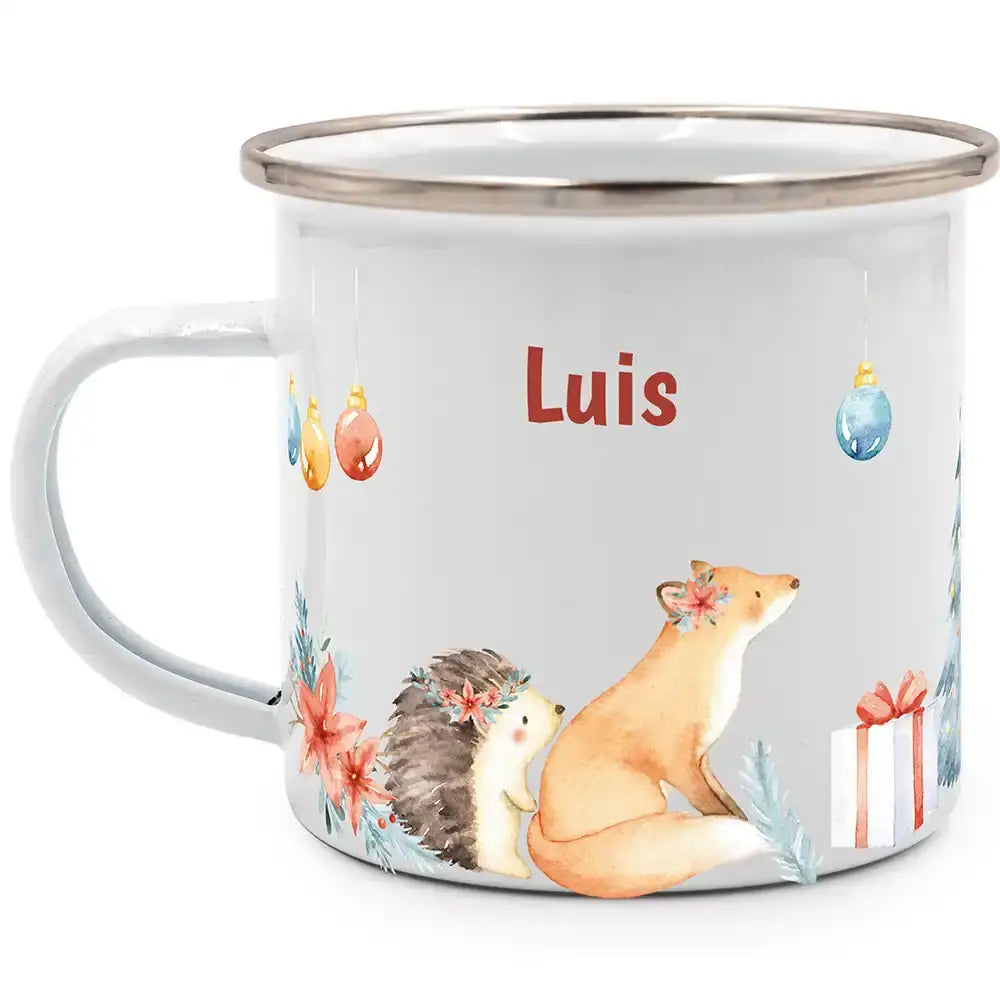 Emaille Tasse personalisiert Weihnachten - Weihnachtsglück