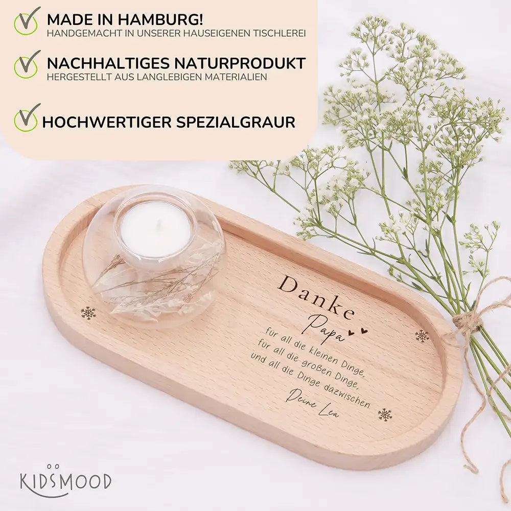 Holz-Serviertablett Papa-Weihnachtsgeschenk - Danke Papa