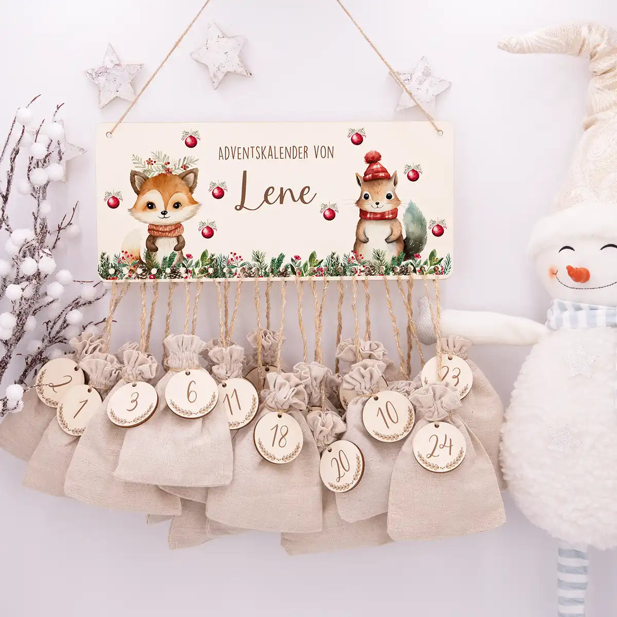Personalisierbarer Adventskalender farbig - Niedlicher Fuchs
