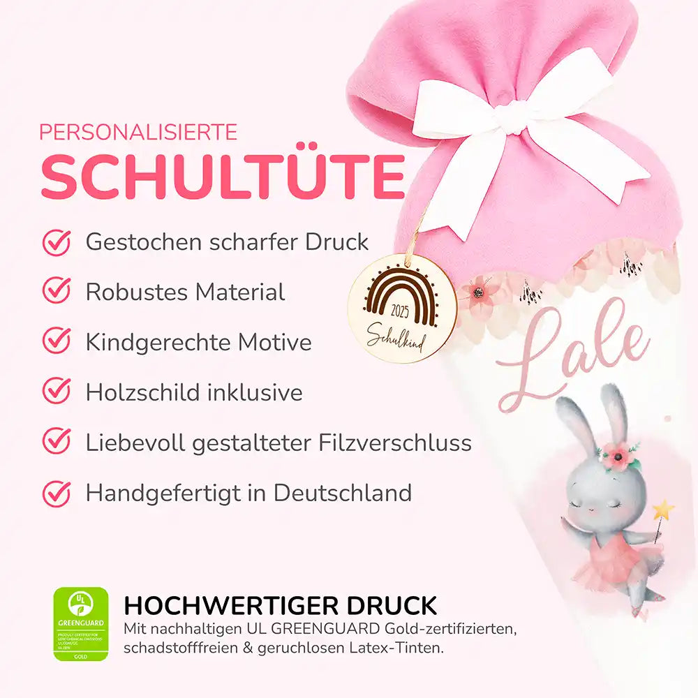 Personalisierte Schultüte mit Namen - Hase