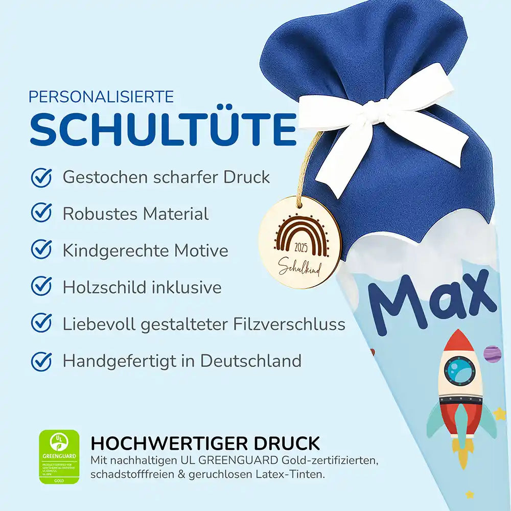 Personalisierte Schultüte mit Namen - Weltall