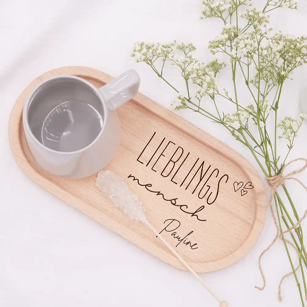 Personalisiertes Holz-Serviertablett "Lieblings-Mensch" - Vatertag Geschenk
