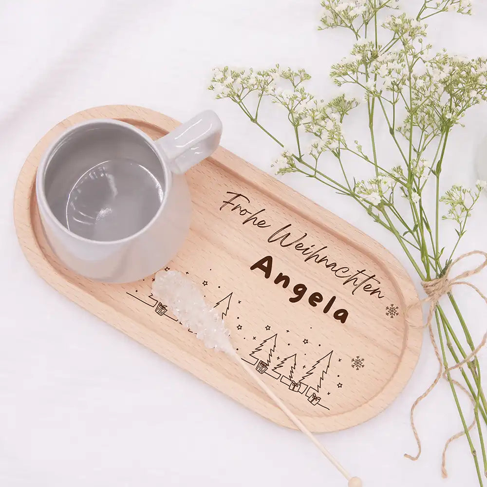 Holz-Serviertablett Weihnachtsgeschenk - Frohe Weihnachten niedliche Motive