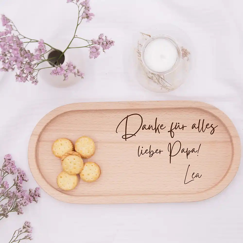 Personalisiertes Holz-Serviertablett "Danke für alles" - Vatertag Geschenk