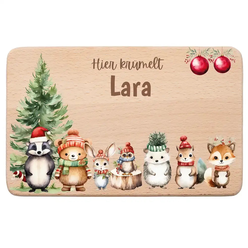 Frühstücksbrettchen Weihnachten - Niedliche Tiere