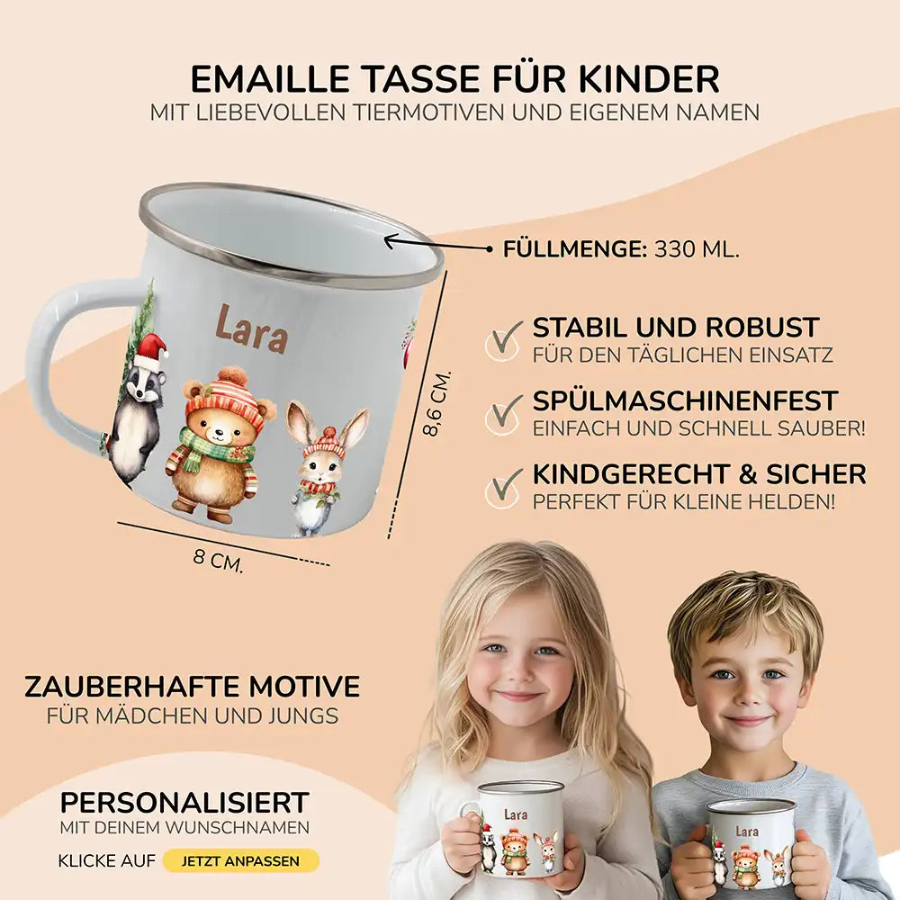 Emaille Tasse personalisiert Weihnachten - Liebevolle Weihnachten