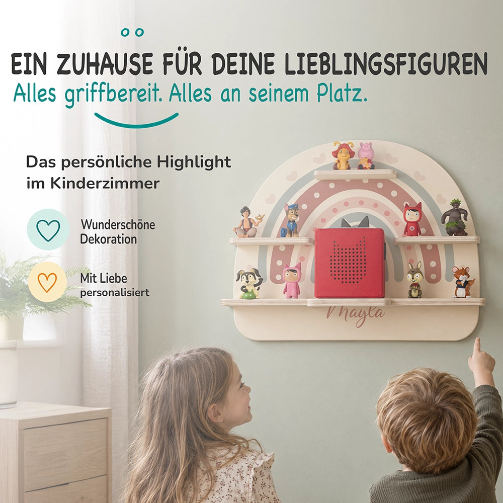Tonie Regal aus Holz, Toniebox Regal personalisiert Regenbogen 5