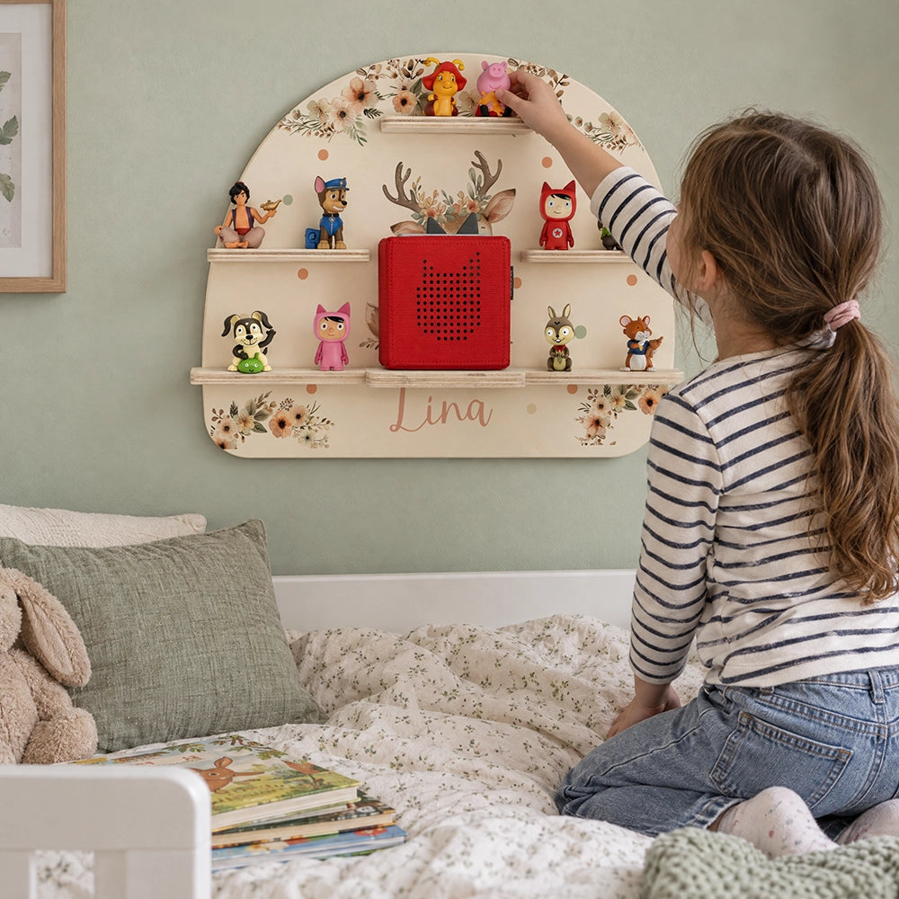 Tonie Regal aus Holz, Toniebox Regal personalisiert Reh