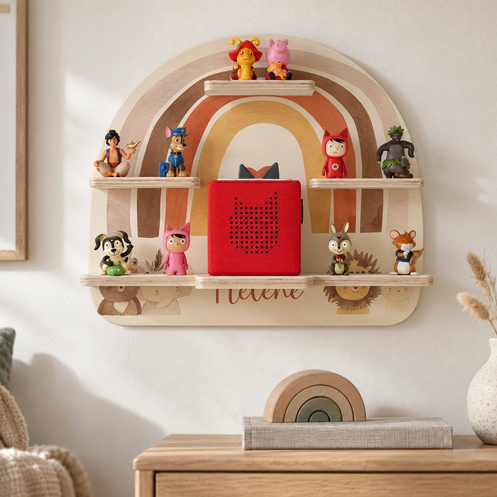 Tonie Regal aus Holz, Toniebox Regal personalisiert Regenbogen 8