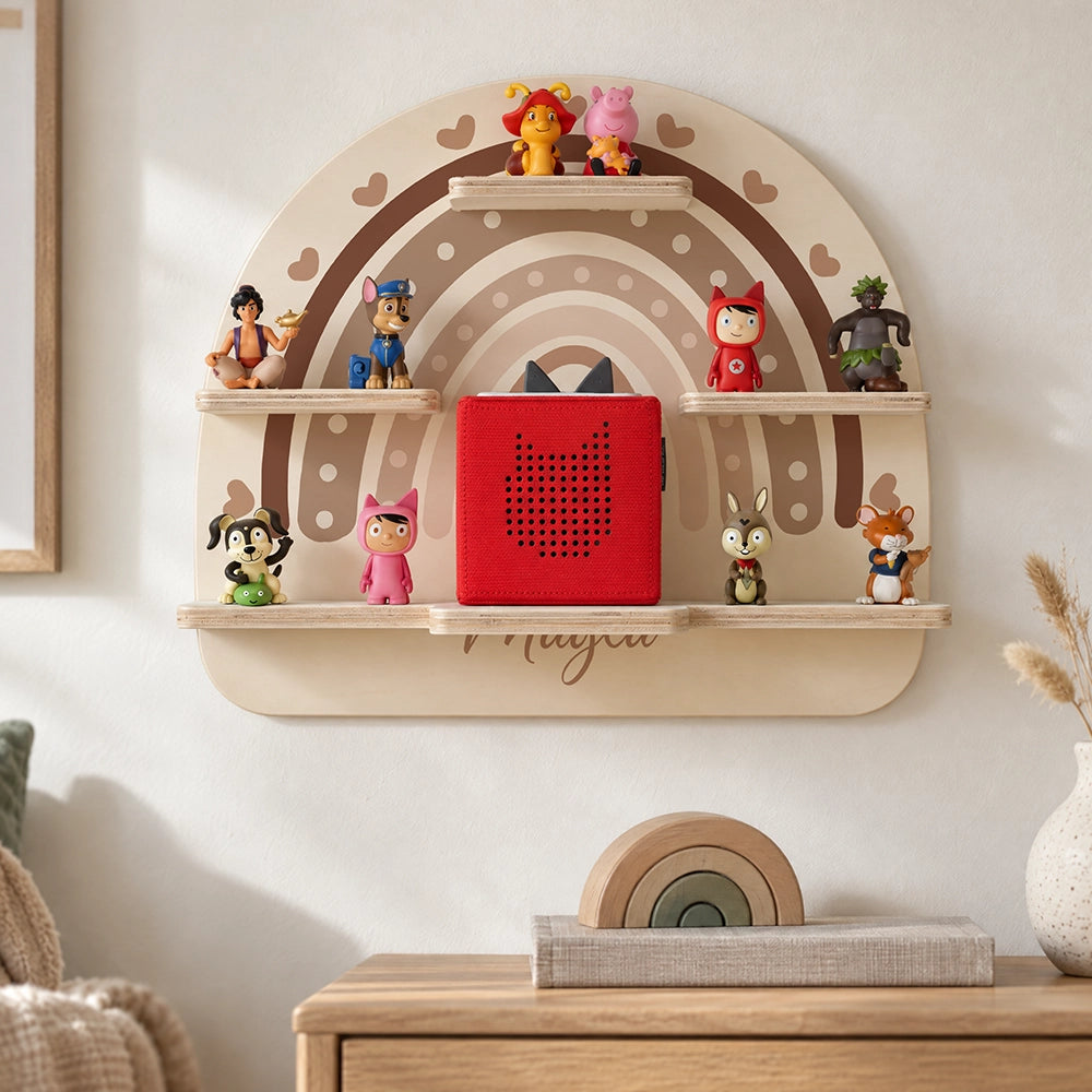 Tonie Regal aus Holz, Toniebox Regal Regenbogen Herz