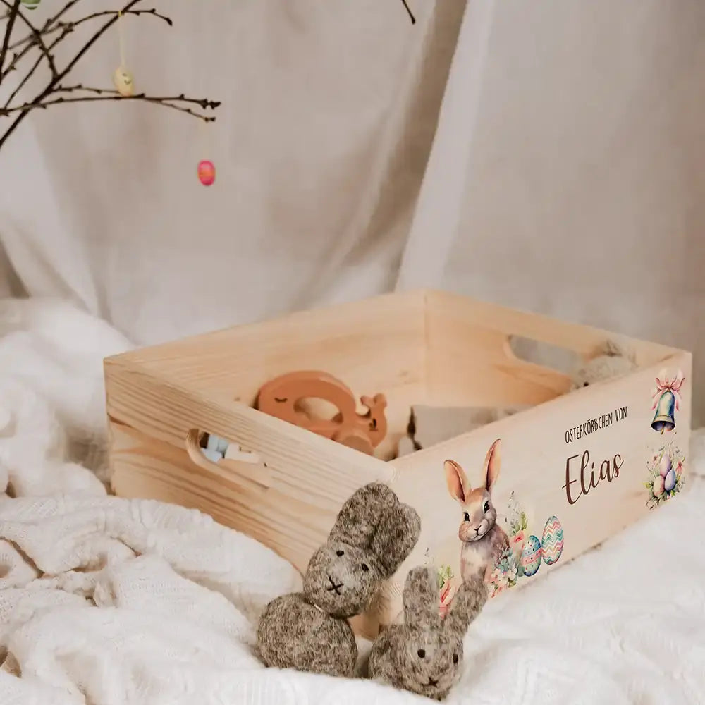 Osterkiste Holz personalisiert - Glockenklang der Osterzeit