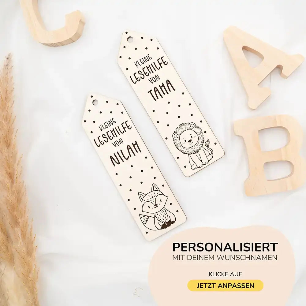 personalisierte lesehilfe mit fuchs design fĂĽr den schulanfang