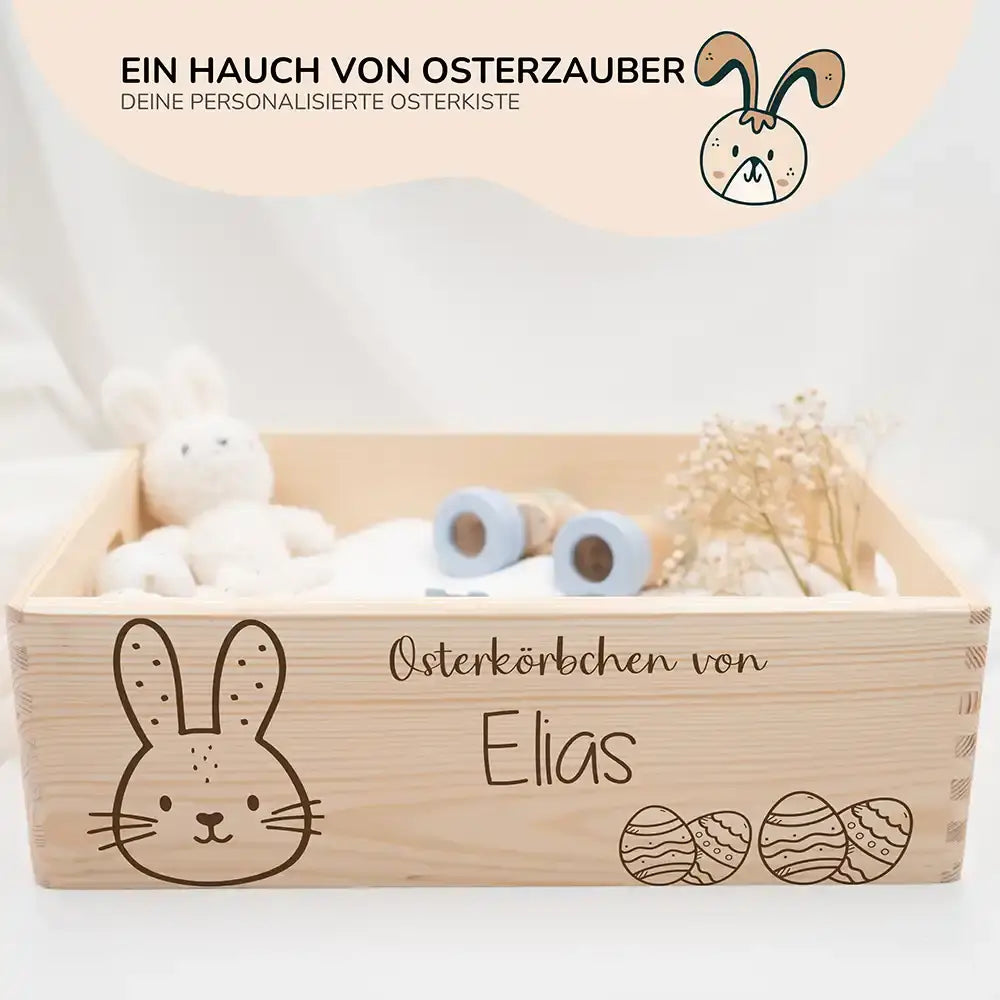 Osterkiste Holz personalisiert - Häschenschatz