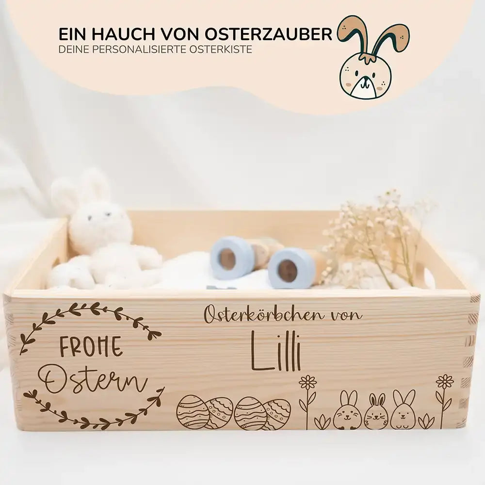 Osterkiste Holz personalisiert - Frühlingsgruß