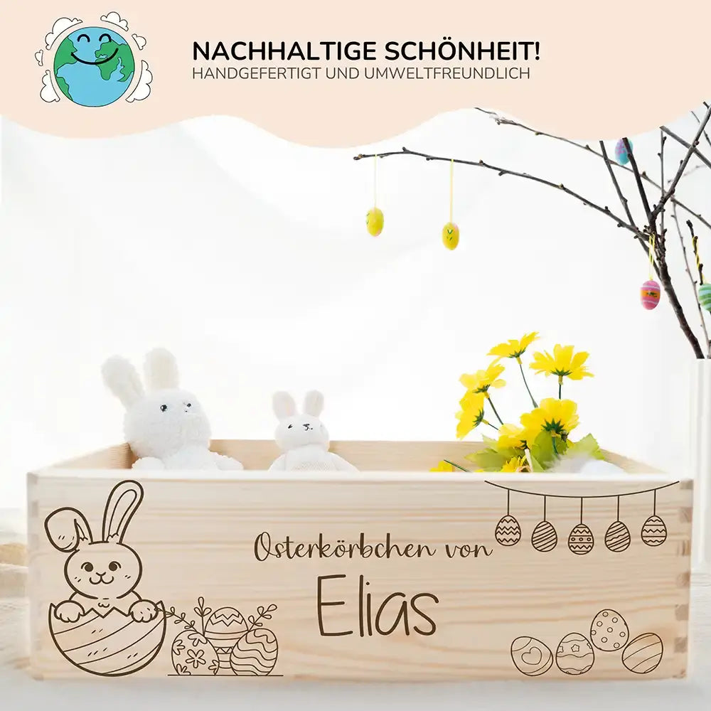 Osterkiste Holz personalisiert - Oster-Ei-Versteck